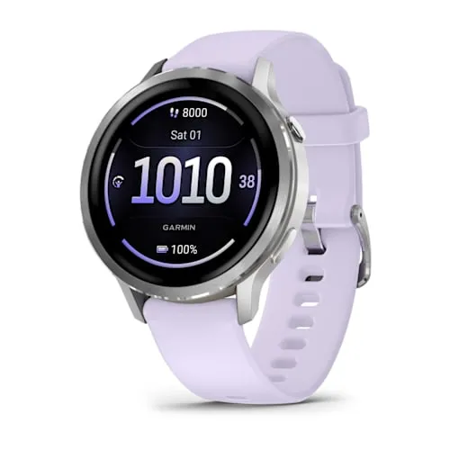 Relógio Garmin Venu 4 Pulseira de silicone prata com lavanda 41MM
