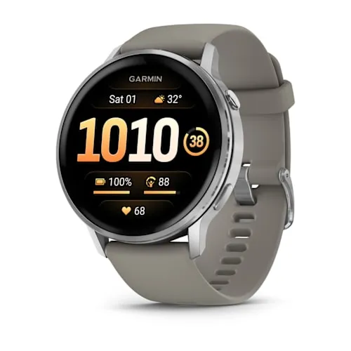Relógio Garmin Venu 4 Prata com pulseira de silicone cinza 45MM